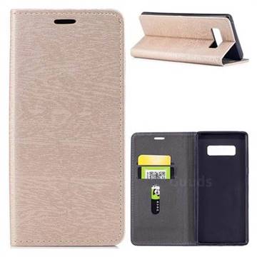 Tree Bark Pattern Automatic suction Leather Wallet Case for Samsung Galaxy Note 8 - Champagne Gold