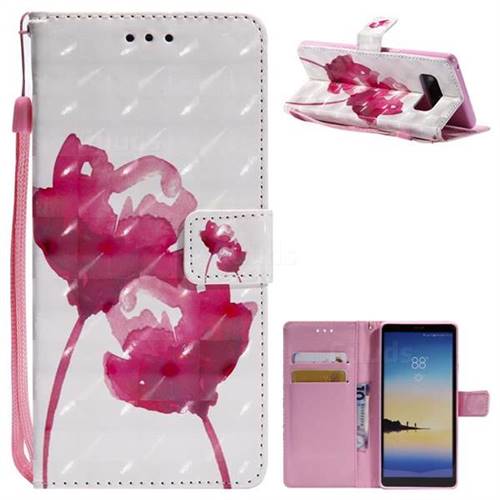 Red Rose 3D Painted Leather Wallet Case for Samsung Galaxy Note 8