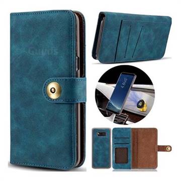 Luxury Vintage Split Separated Leather Wallet Case for Samsung Galaxy Note 8 - Navy Blue