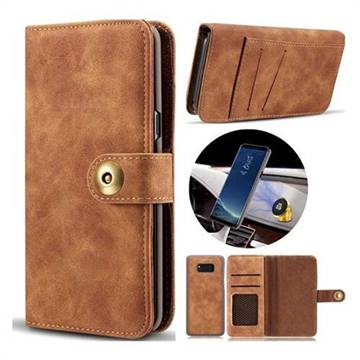 Luxury Vintage Split Separated Leather Wallet Case for Samsung Galaxy Note 8 - Brown