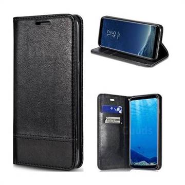 Magnetic Suck Stitching Slim Leather Wallet Case for Samsung Galaxy Note 8 - Black
