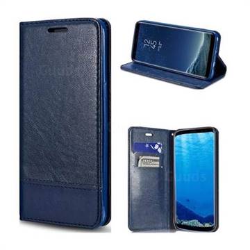 Magnetic Suck Stitching Slim Leather Wallet Case for Samsung Galaxy Note 8 - Sapphire