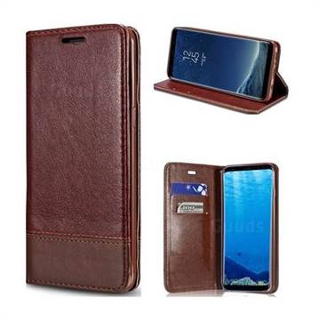 Magnetic Suck Stitching Slim Leather Wallet Case for Samsung Galaxy Note 8 - Brown