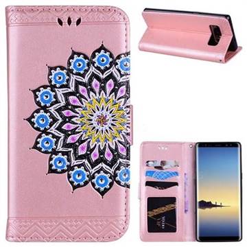 Datura Flowers Flash Powder Leather Wallet Holster Case for Samsung Galaxy Note 8 - Pink