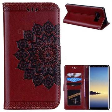 Datura Flowers Flash Powder Leather Wallet Holster Case for Samsung Galaxy Note 8 - Brown
