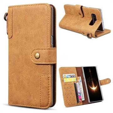 Retro Luxury Cowhide Leather Wallet Case for Samsung Galaxy Note 8 - Brown