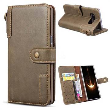 Retro Luxury Cowhide Leather Wallet Case for Samsung Galaxy Note 8 - Coffee