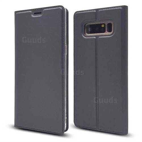 Ultra Slim Card Magnetic Automatic Suction Leather Wallet Case for Samsung Galaxy Note 8 - Star Grey