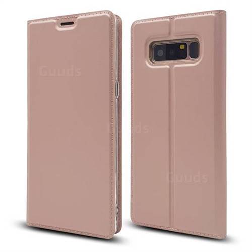 Ultra Slim Card Magnetic Automatic Suction Leather Wallet Case for Samsung Galaxy Note 8 - Rose Gold