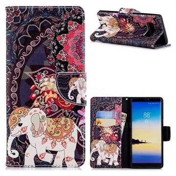 Totem Flower Elephant Leather Wallet Case for Samsung Galaxy Note 8