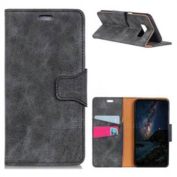 MURREN Luxury Retro Classic PU Leather Wallet Phone Case for Samsung Galaxy Note 8 - Gray