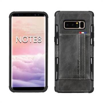 Luxury Shatter-resistant Leather Coated Card Phone Case for Samsung Galaxy Note 8 - Gray