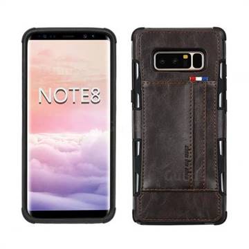 Luxury Shatter-resistant Leather Coated Card Phone Case for Samsung Galaxy Note 8 - Coffee