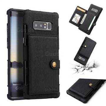 Brush Multi-function Leather Phone Case for Samsung Galaxy Note 8 - Black