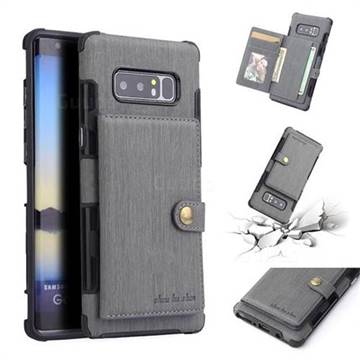 Brush Multi-function Leather Phone Case for Samsung Galaxy Note 8 - Gray