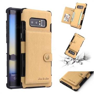 Brush Multi-function Leather Phone Case for Samsung Galaxy Note 8 - Golden