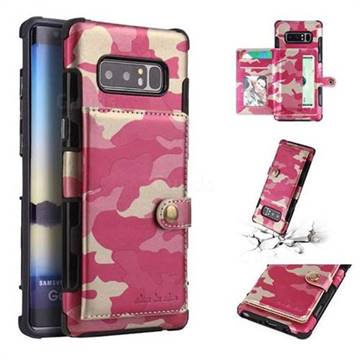 Camouflage Multi-function Leather Phone Case for Samsung Galaxy Note 8 - Rose