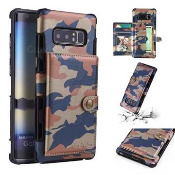 Camouflage Multi-function Leather Phone Case for Samsung Galaxy Note 8 - Blue