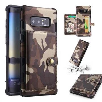 Camouflage Multi-function Leather Phone Case for Samsung Galaxy Note 8 - Coffee
