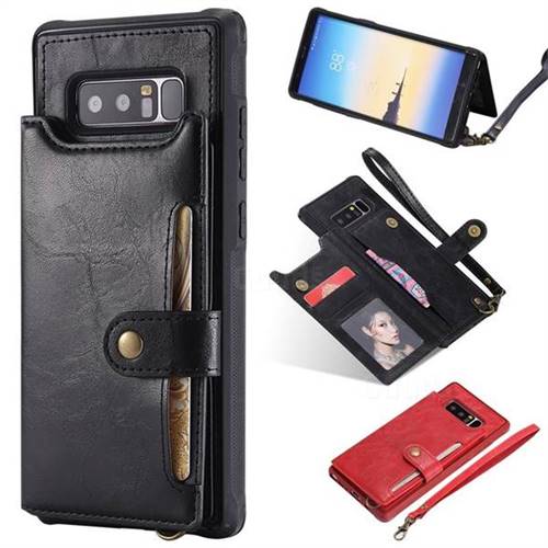 Retro Aristocratic Demeanor Anti-fall Leather Phone Back Cover for Samsung Galaxy Note 8 - Black