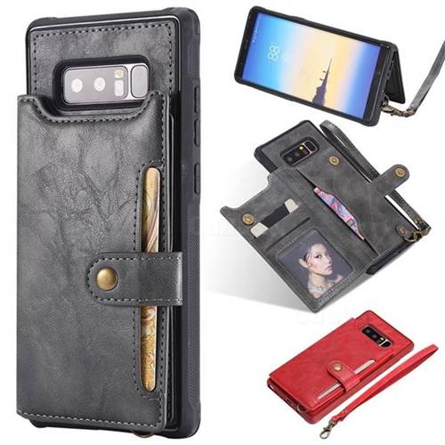 Retro Aristocratic Demeanor Anti-fall Leather Phone Back Cover for Samsung Galaxy Note 8 - Gray
