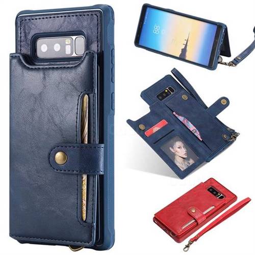 Retro Aristocratic Demeanor Anti-fall Leather Phone Back Cover for Samsung Galaxy Note 8 - Blue