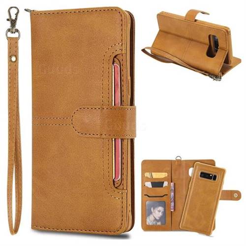 Retro Multi-functional Detachable Leather Wallet Phone Case for Samsung Galaxy Note 8 - Brown