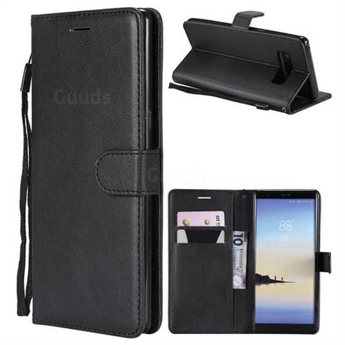 Retro Greek Classic Smooth PU Leather Wallet Phone Case for Samsung Galaxy Note 8 - Black