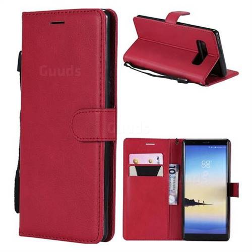 Retro Greek Classic Smooth PU Leather Wallet Phone Case for Samsung Galaxy Note 8 - Red