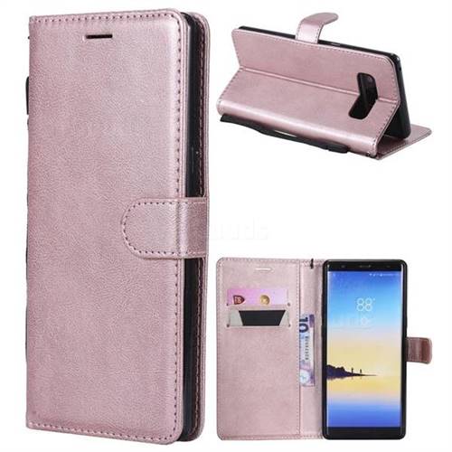 Retro Greek Classic Smooth PU Leather Wallet Phone Case for Samsung Galaxy Note 8 - Rose Gold