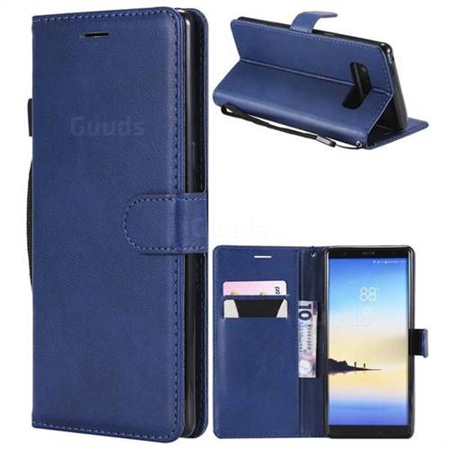 Retro Greek Classic Smooth PU Leather Wallet Phone Case for Samsung Galaxy Note 8 - Blue