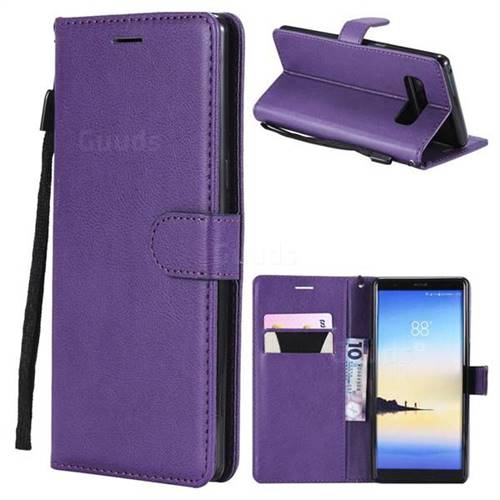 Retro Greek Classic Smooth PU Leather Wallet Phone Case for Samsung Galaxy Note 8 - Purple