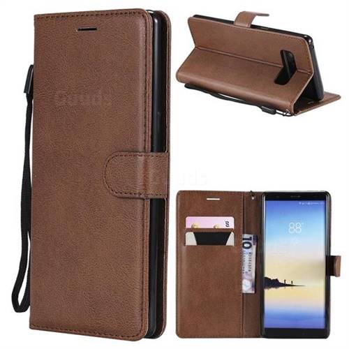 Retro Greek Classic Smooth PU Leather Wallet Phone Case for Samsung Galaxy Note 8 - Brown
