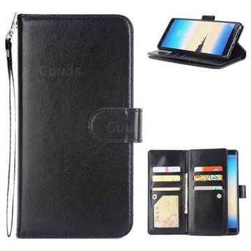 9 Card Photo Frame Smooth PU Leather Wallet Phone Case for Samsung Galaxy Note 8 - Black