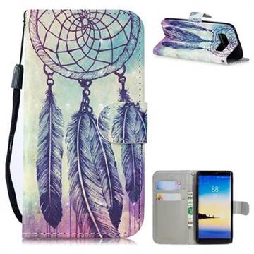 Feather Wind Chimes 3D Painted Leather Wallet Phone Case for Samsung Galaxy Note 8