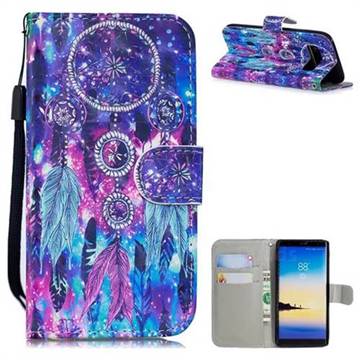 Star Wind Chimes 3D Painted Leather Wallet Phone Case for Samsung Galaxy Note 8