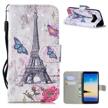 Paris Tower 3D Painted Leather Wallet Phone Case for Samsung Galaxy Note 8
