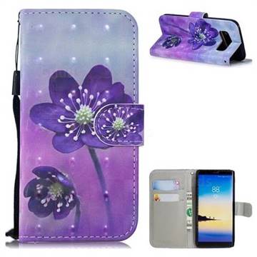 Purple Flower 3D Painted Leather Wallet Phone Case for Samsung Galaxy Note 8