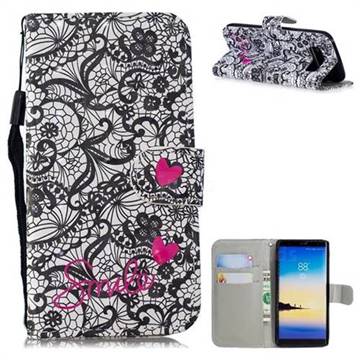 Lace Flower 3D Painted Leather Wallet Phone Case for Samsung Galaxy Note 8