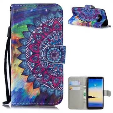 Oil Painting Mandala 3D Painted Leather Wallet Phone Case for Samsung Galaxy Note 8