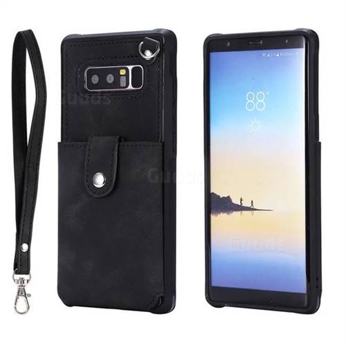 Retro Luxury Anti-fall Mirror Leather Phone Back Cover for Samsung Galaxy Note 8 - Black
