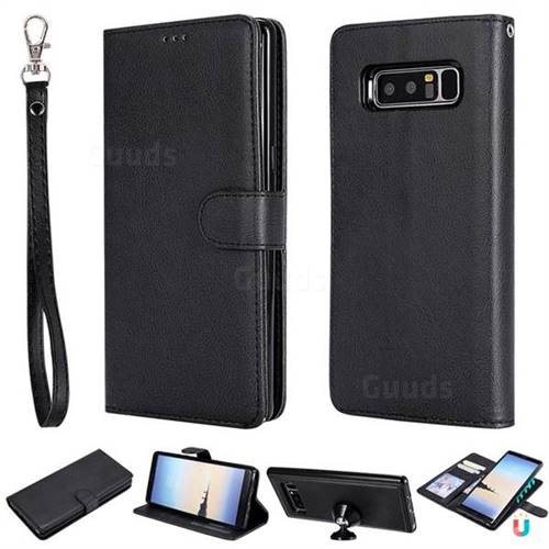 Retro Greek Detachable Magnetic PU Leather Wallet Phone Case for Samsung Galaxy Note 8 - Black