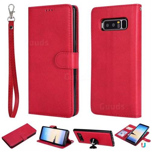 Retro Greek Detachable Magnetic PU Leather Wallet Phone Case for Samsung Galaxy Note 8 - Red