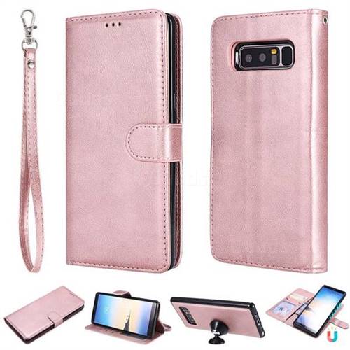 Retro Greek Detachable Magnetic PU Leather Wallet Phone Case for Samsung Galaxy Note 8 - Rose Gold