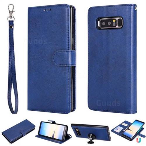 Retro Greek Detachable Magnetic PU Leather Wallet Phone Case for Samsung Galaxy Note 8 - Blue