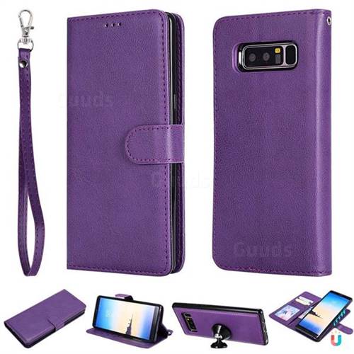 Retro Greek Detachable Magnetic PU Leather Wallet Phone Case for Samsung Galaxy Note 8 - Purple