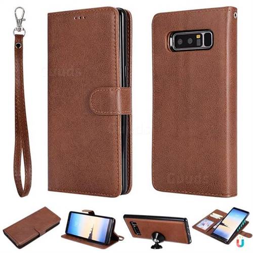 Retro Greek Detachable Magnetic PU Leather Wallet Phone Case for Samsung Galaxy Note 8 - Brown