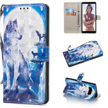 Ice Wolf 3D Painted Leather Wallet Phone Case for Samsung Galaxy Note 8