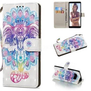 Colorful Elephant 3D Painted Leather Wallet Phone Case for Samsung Galaxy Note 8