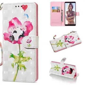 Flower Panda 3D Painted Leather Wallet Phone Case for Samsung Galaxy Note 8